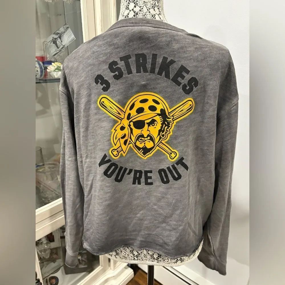 Victoria's Secret Gray Graphic Crop Cold Shoulder Top